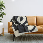 mid century shapes black white abstract art Throw Blanket Gallery Image 1