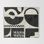 mid century shapes black white abstract art Throw Blanket Gallery Image 2