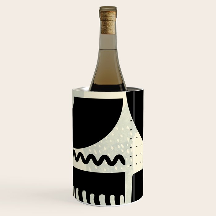 mid century shapes black white abstract art Wine Chiller Gallery Image 1