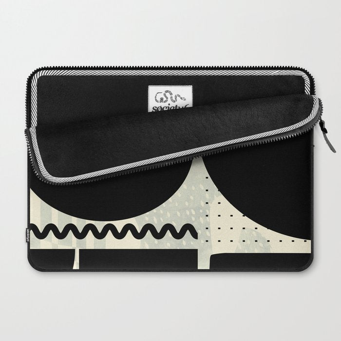 mid century shapes black white abstract art Laptop Sleeve Gallery Image 2