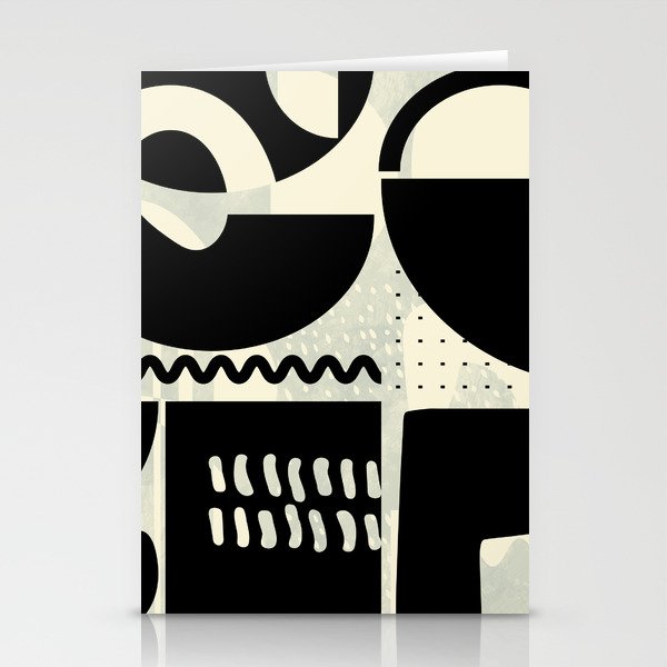 mid century shapes black white abstract art Stationery Card Gallery Image 1