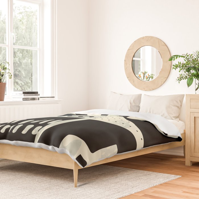 mid century shapes black white abstract art Duvet Cover Gallery Image 2