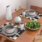 mid century shapes black white abstract art Placemat Gallery Image 2