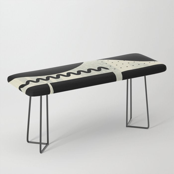 mid century shapes black white abstract art Bench Gallery Image 1