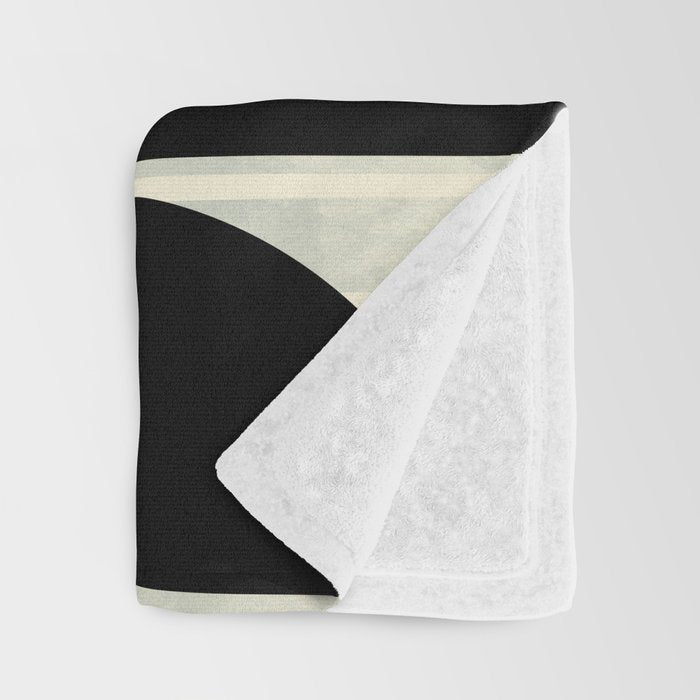 mid century shapes black white abstract art Throw Blanket Gallery Image 3