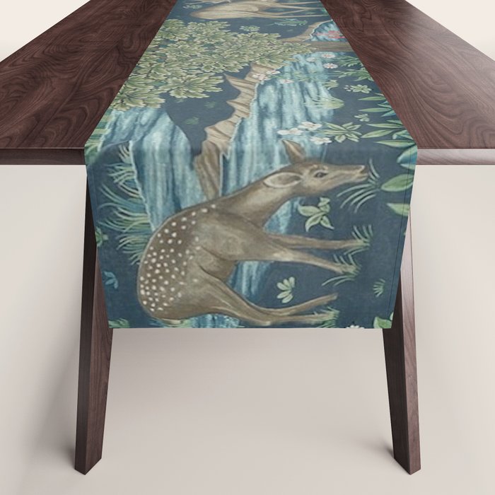 William Morris The Brook Dark Blue Woodland Table Runner Gallery Image 1