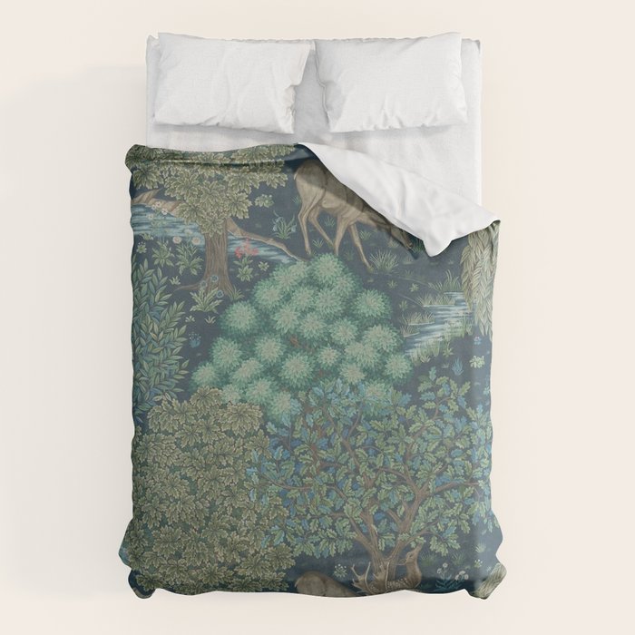 William Morris The Brook Dark Blue Woodland Duvet Cover Gallery Image 6