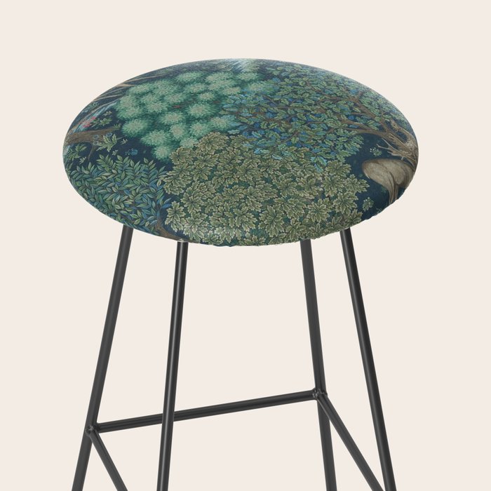William Morris The Brook Dark Blue Woodland Stool Gallery Image 2