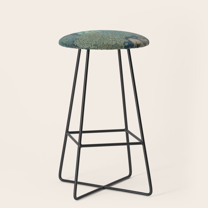 William Morris The Brook Dark Blue Woodland Stool Gallery Image 1