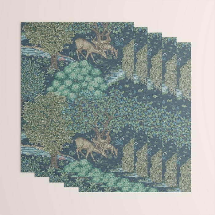 William Morris The Brook Dark Blue Woodland Wrapping Paper Gallery Image 3