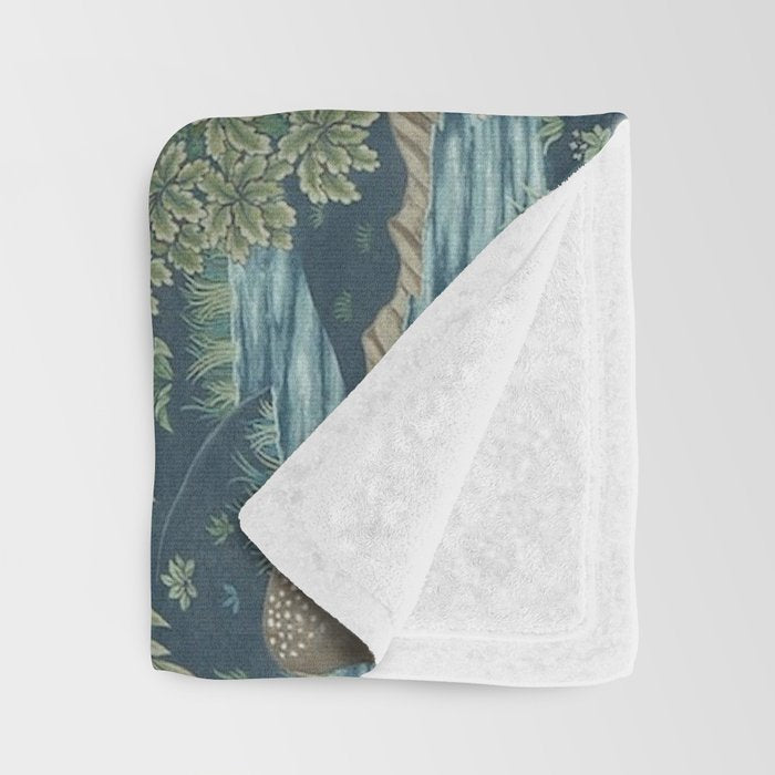 William Morris The Brook Dark Blue Woodland Throw Blanket Gallery Image 3