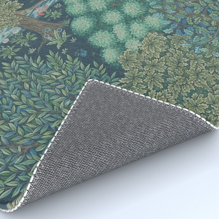 William Morris The Brook Dark Blue Woodland Rug Gallery Image 4