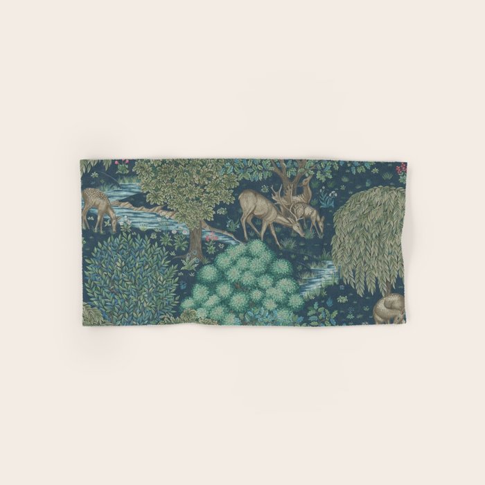 William Morris The Brook Dark Blue Woodland Bath Towel Gallery Image 1