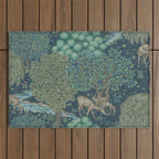 William Morris The Brook Dark Blue Woodland Outdoor Rug Gallery Image 1