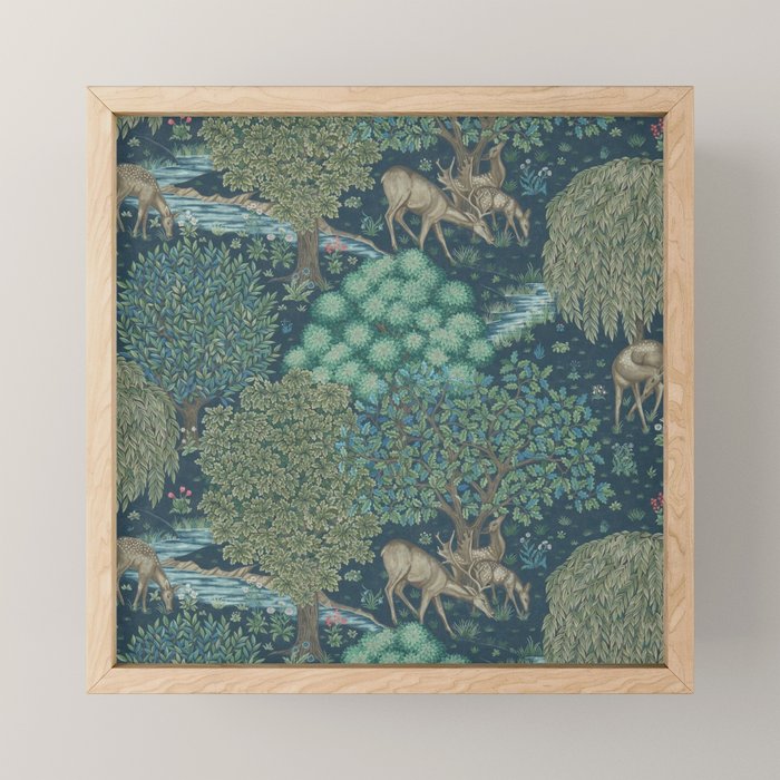 William Morris The Brook Dark Blue Woodland Mini Art Print Gallery Image 1