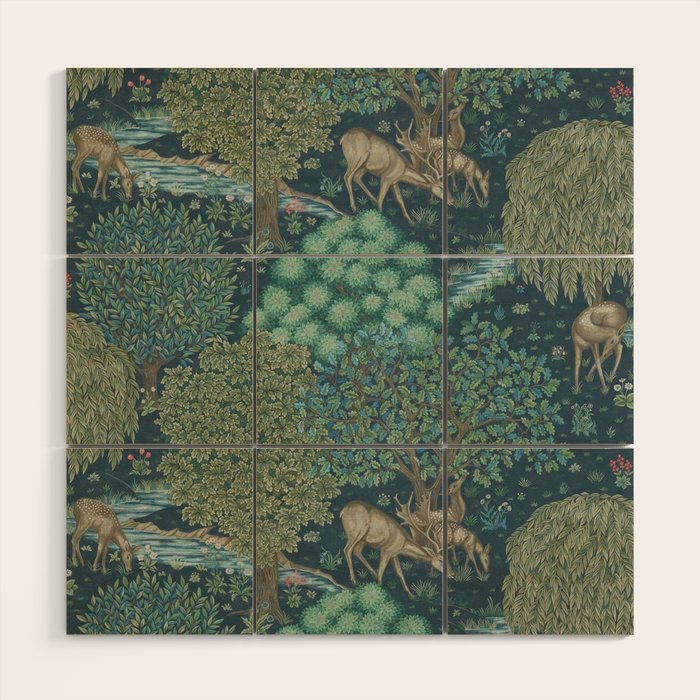 William Morris The Brook Dark Blue Woodland Wood Wall Art Gallery Image 1