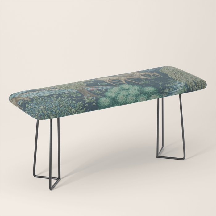 William Morris The Brook Dark Blue Woodland Bench Gallery Image 1