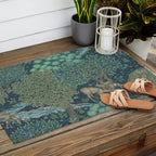 William Morris The Brook Dark Blue Woodland Outdoor Rug Gallery Image 2