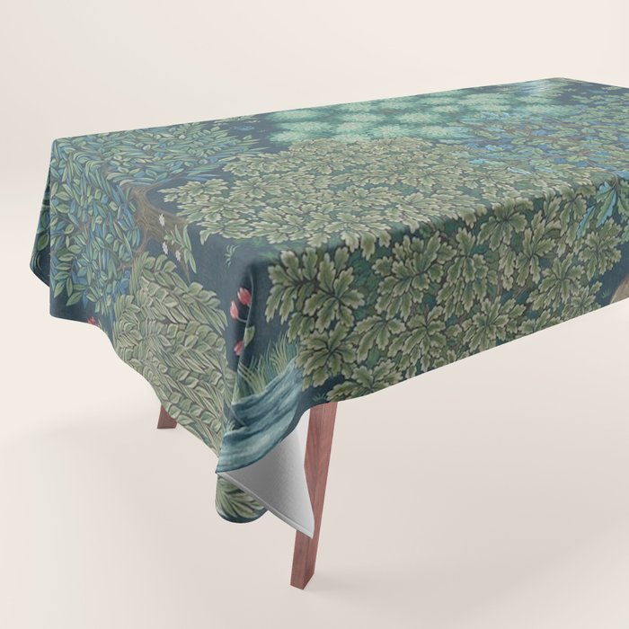 William Morris The Brook Dark Blue Woodland Tablecloth Gallery Image 1