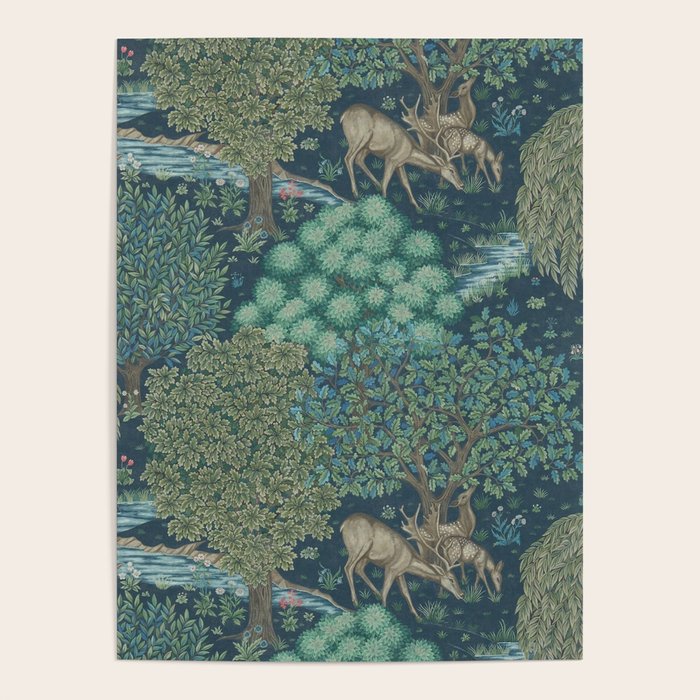 William Morris The Brook Dark Blue Woodland Poster Gallery Image 4