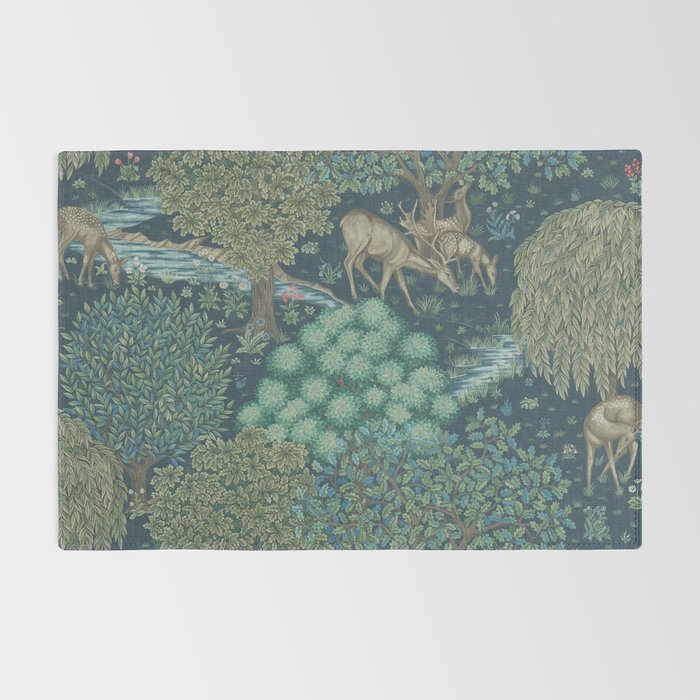 William Morris The Brook Dark Blue Woodland Rug Gallery Image 2