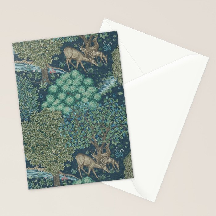 William Morris The Brook Dark Blue Woodland Stationery Card Gallery Image 2