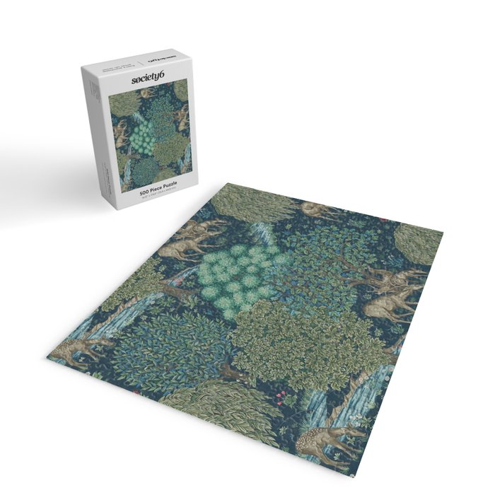William Morris The Brook Dark Blue Woodland Jigsaw Puzzle Gallery Image 2