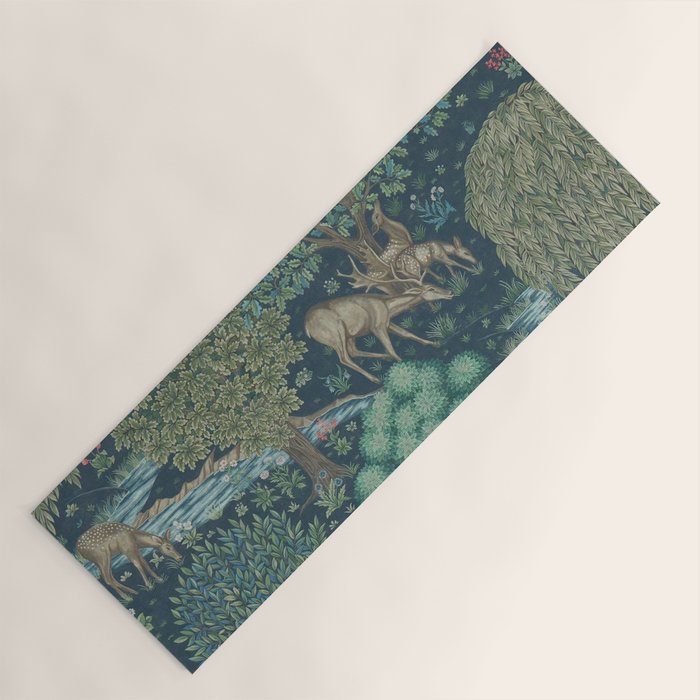 William Morris The Brook Dark Blue Woodland Yoga Mat Gallery Image 1