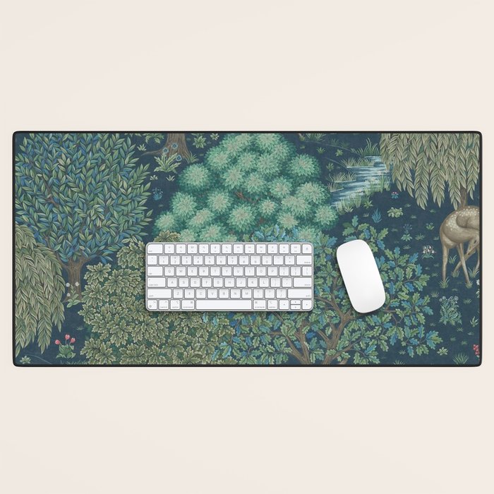 William Morris The Brook Dark Blue Woodland Desk Mat Gallery Image 1