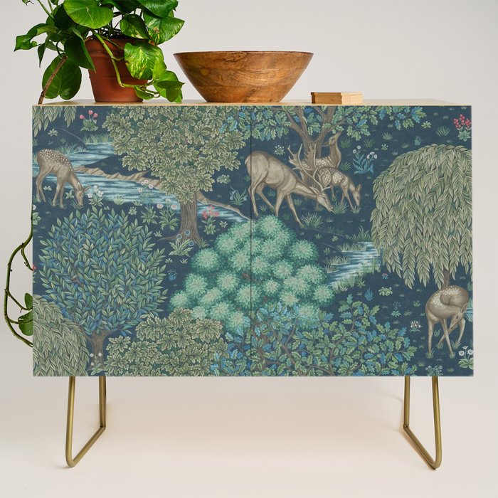 William Morris The Brook Dark Blue Woodland Credenza Gallery Image 1