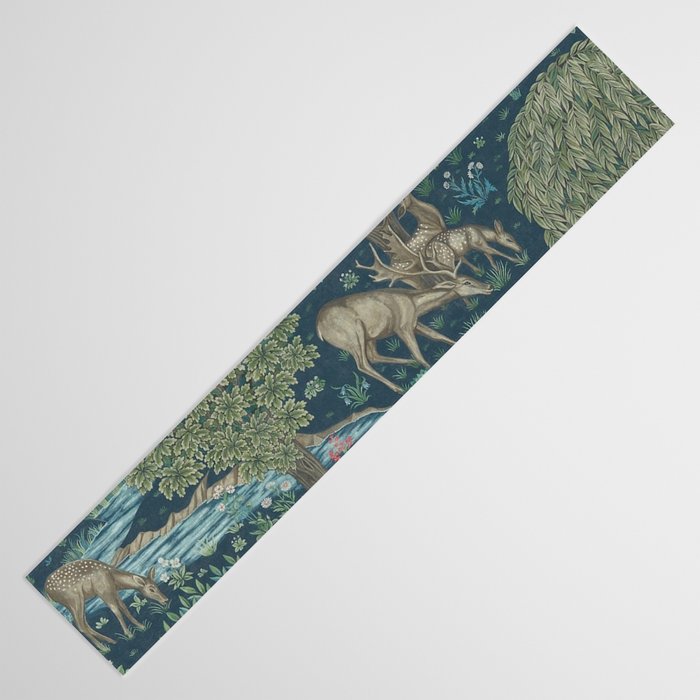 William Morris The Brook Dark Blue Woodland Table Runner Gallery Image 3