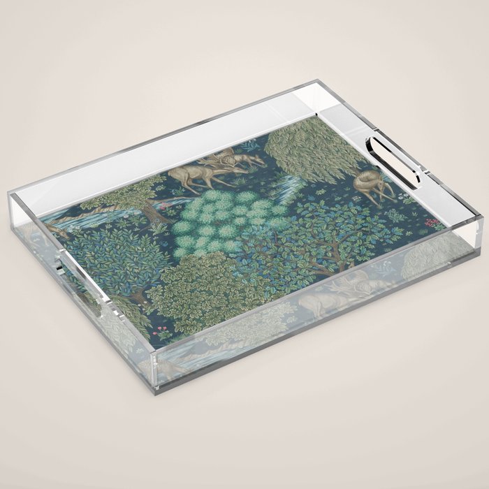 William Morris The Brook Dark Blue Woodland Acrylic Tray Gallery Image 1