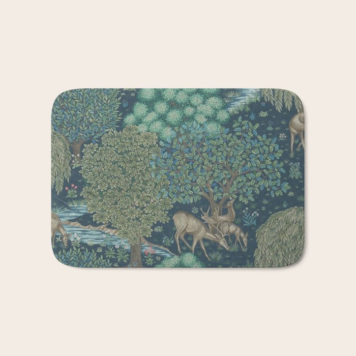 William Morris The Brook Dark Blue Woodland Bath Mat Gallery Image 1