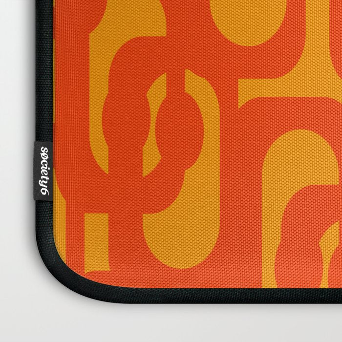 Mid Century Modern Loop Abstract Orange Yellow Pattern Laptop Sleeve Gallery Image 3