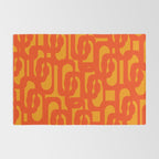 Mid Century Modern Loop Abstract Orange Yellow Pattern Rug Gallery Image 2