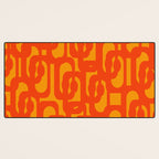 Mid Century Modern Loop Abstract Orange Yellow Pattern Desk Mat Gallery Image 3