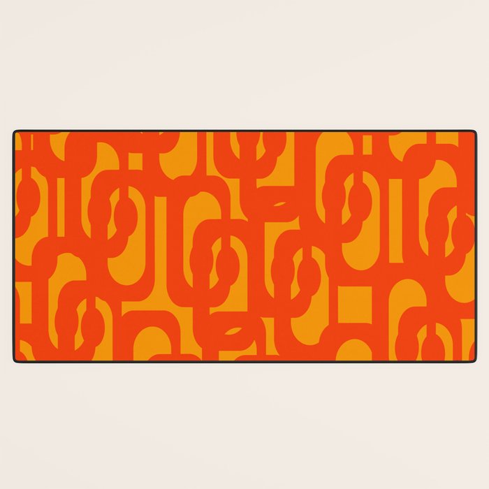 Mid Century Modern Loop Abstract Orange Yellow Pattern Desk Mat Gallery Image 3