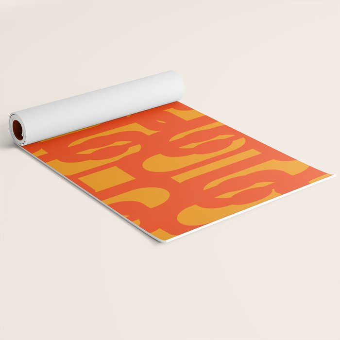 Mid Century Modern Loop Abstract Orange Yellow Pattern Yoga Mat Gallery Image 2