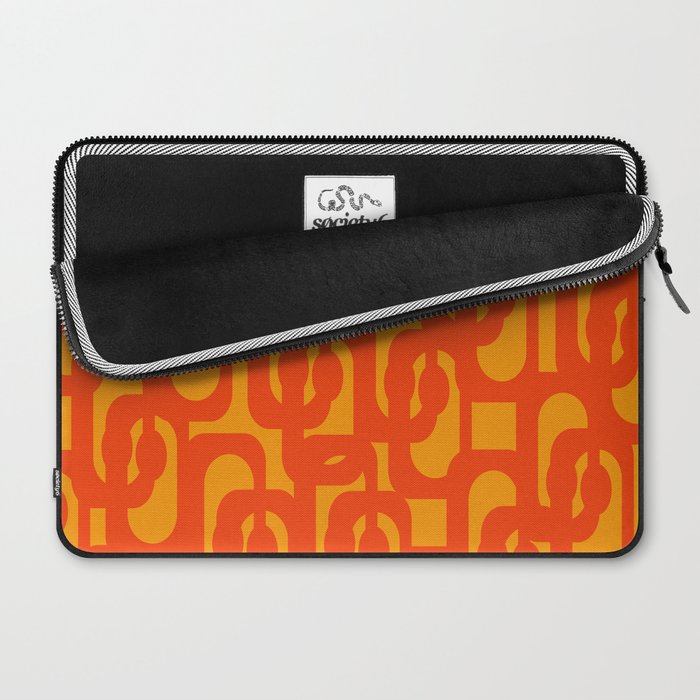 Mid Century Modern Loop Abstract Orange Yellow Pattern Laptop Sleeve Gallery Image 2