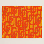 Mid Century Modern Loop Abstract Orange Yellow Pattern Jigsaw Puzzle Gallery Image 1