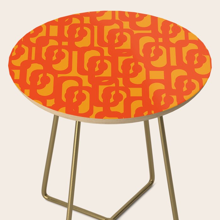 Mid Century Modern Loop Abstract Orange Yellow Pattern Side Table Gallery Image 2