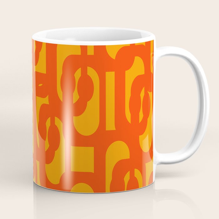 Mid Century Modern Loop Abstract Orange Yellow Pattern Coffee Mug Gallery Image 1