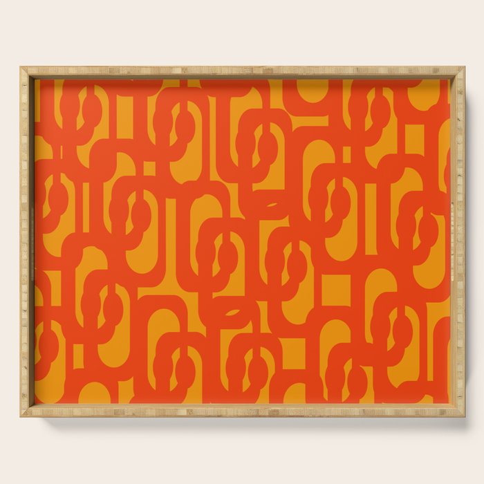 Mid Century Modern Loop Abstract Orange Yellow Pattern Serving Tray Gallery Image 1