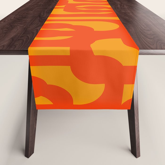 Mid Century Modern Loop Abstract Orange Yellow Pattern Table Runner Gallery Image 1