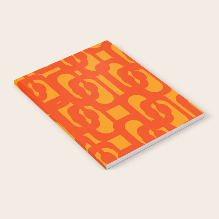 Mid Century Modern Loop Abstract Orange Yellow Pattern Notebook Gallery Image 2