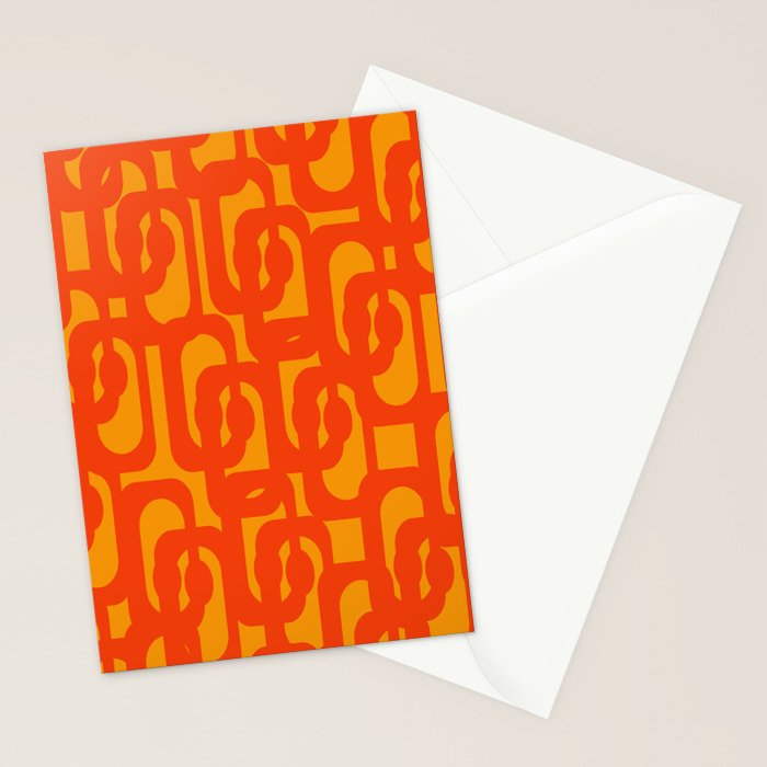 Mid Century Modern Loop Abstract Orange Yellow Pattern Stationery Card Gallery Image 2