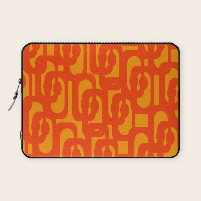 Mid Century Modern Loop Abstract Orange Yellow Pattern Laptop Sleeve Gallery Image 1