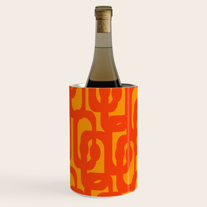 Mid Century Modern Loop Abstract Orange Yellow Pattern Wine Chiller Gallery Image 1