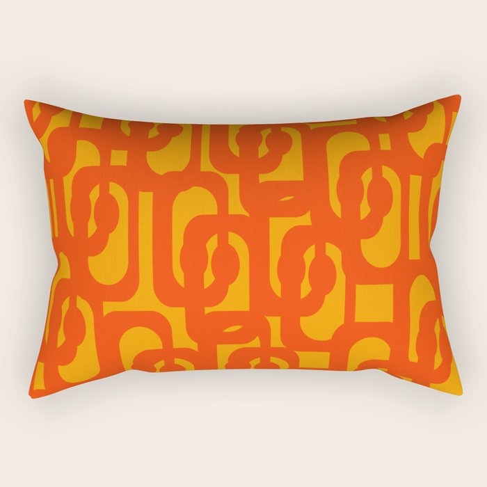 Mid Century Modern Loop Abstract Orange Yellow Pattern Rectangular Pillow Gallery Image 1