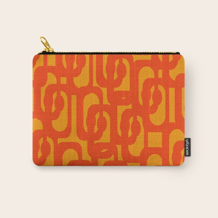 Mid Century Modern Loop Abstract Orange Yellow Pattern Carry All Pouch Gallery Image 1